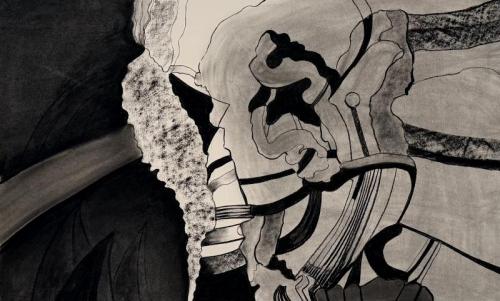 "Composition 6," Charcoal on Paper, 27.5 x 43.3 inches