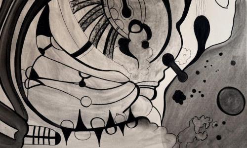 "Composition 10," 2025, Charcoal on Paper, 27.5 x 43.3 inches