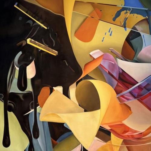 "Layout 4," 2025, Oil on Canvas, 63 x 63 inches