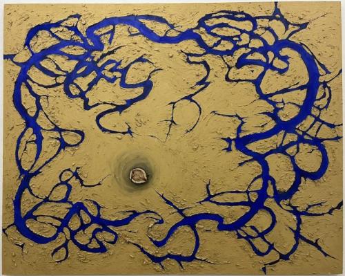 "Skyline III," 2021, Acrylic and Clay on Canvas, 79 x 98.5 inches