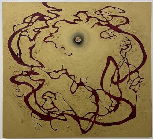 "Earthline II," 2021, Acrylic and Clay on Canvas, 79 x 79 inches