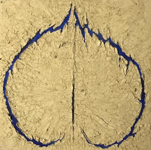 "Life," 2021, Acrylic and Clay on Paper Board, 16 x 20 inches
