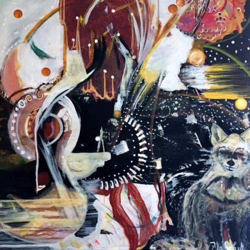 "All is Calm; All is Bright," 2018, Mixed Media, 36 x 36 inches