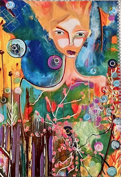 "Haute and Flowers," 2016, Acrylic on Canvas, 36 x 24 inches